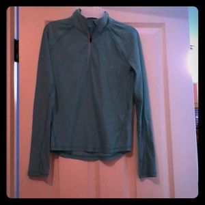Collared bright turquoise thin long sleeve shirt